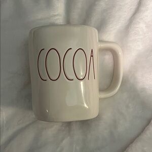 Rae Dunn Cream Mug with Red Cocoa Design